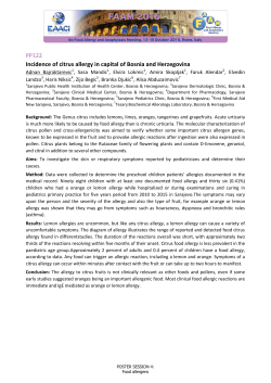 Incidence of citrus allergy in capital of Bosnia and Herzegovina