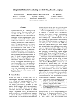 Linguistic Models for Analyzing and Detecting Biased Language