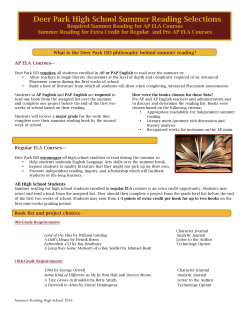 Summer Reading Selections and Assignments for HS
