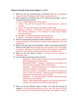 Minerals and Rocks Review Guide (Chapters 1 and 2)