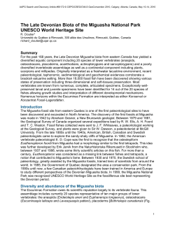 The Late Devonian Biota of the Miguasha National Park UNESCO