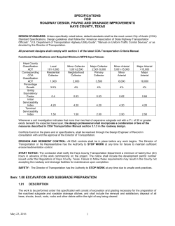 SPECIFICATIONS FOR ROADWAY DESIGN