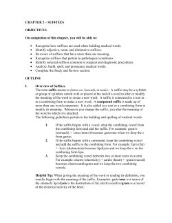 CHAPTER 2 – SUFFIXES OBJECTIVES On completion of this