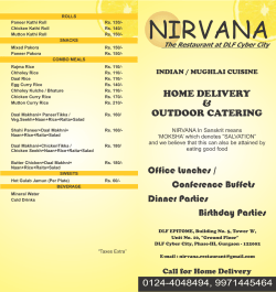 menu- 1 - Nirvana Restaurant DLF Cyber City Gurgaon