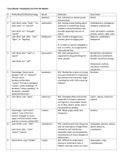 Tone Words--Vocabulary List First Six Weeks: # Prefix/Root/Suffix