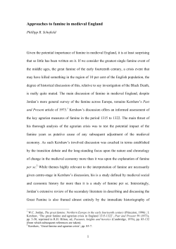 Approaches to famine in medieval England