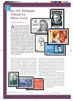An IYC Philatelic Tribute to Marie Curie