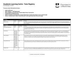Academic Learning Centre - Tutor Registry