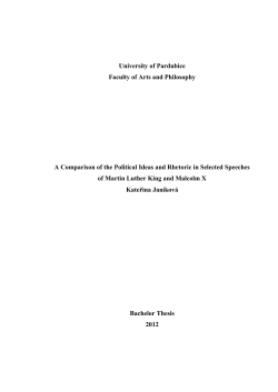 University of Pardubice Faculty of Arts and Philosophy A