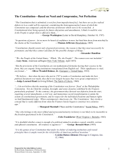 Constitution - Based on Need and Compromise, Not Perfection