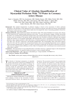 Clinical Value of Absolute Quantification of Myocardial Perfusion