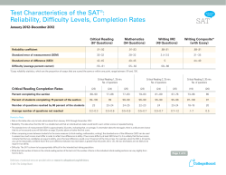 Test Characteristics of the SAT&reg;: Reliability