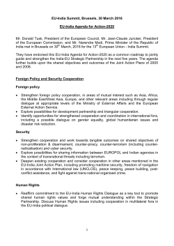 EU-India Agenda for Action-2020