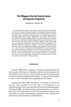 The Philippines Tries the Party-List System (A Progressive