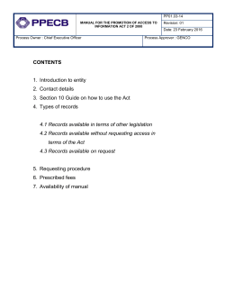 MANUAL FOR THE PROMOTION OF INFORMATION ACT.2 OF 2000