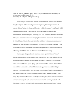 Materiality and Masculinity in African American Literature.