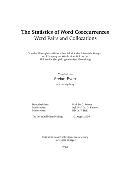 The Statistics of Word Cooccurrences Word Pairs and Collocations