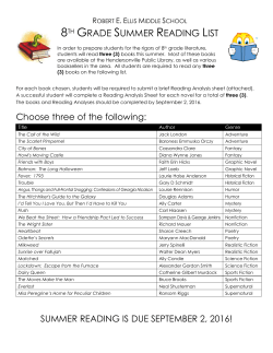8th Grade Summer Reading - Robert E. Ellis Middle School