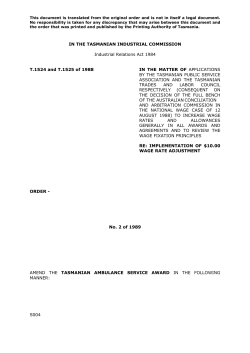 Order No. 2 of 1989 - Tasmanian Industrial Commission