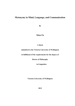 Metonymy in Mind, Language, and Communication