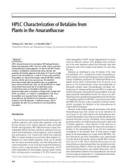 HPLC Characterization of Betalains from Plants in the Amaranthaceae
