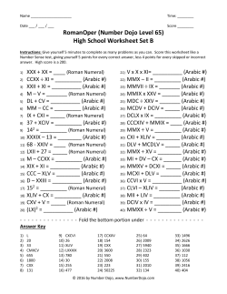 RomanOper (Number Dojo Level 65) High School Worksheet Set B