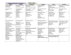 SAMPLE MENU ElderHouse Adult Day Care Norwalk