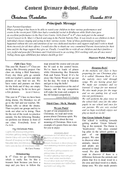 Christmas Newsletter 2013 - Convent Primary School Mallow