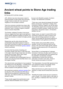 Ancient wheat points to Stone Age trading links