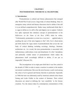 CHAPTER I POSTMODERNISM
