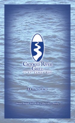 CRG Dinner menu - St. James Bay Golf Resort