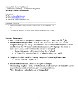 Summer Assignment - Granada Hills Charter High School