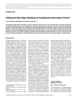 Taking the Next Step: Building an Arabidopsis