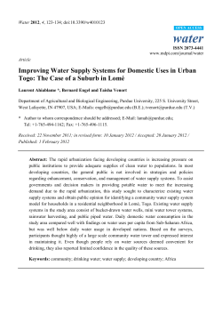 Improving Water Supply Systems for Domestic Uses in Urban Togo
