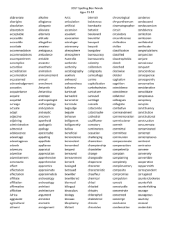2017 Spelling Bee Words Ages 11-12 abbreviate alkaline Artic