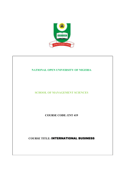 ENT 419 International Business - National Open University of Nigeria