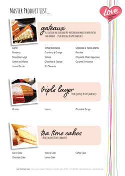 Master Product List - Love Handmade Cakes