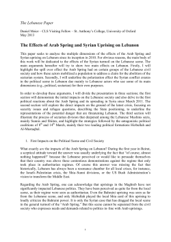 The Effects of Arab Spring and Syrian Uprising on Lebanon