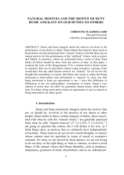 natural motives and the motive of duty hume