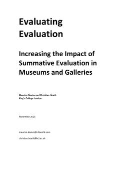 Evaluating Evaluation - Visitor Studies Group