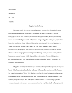 Doug Bingle Humanities Mr. Ludt 11/3/2015 Egyptian Secular