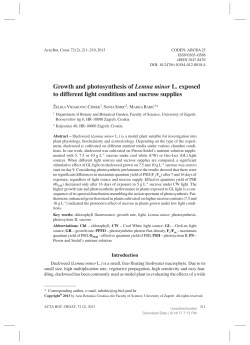 Growth and photosynthesis of Lemna minor L. exposed to different