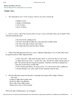 1. The central idea in Act V of The Tragedy of Romeo and