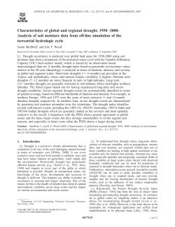Characteristics of global and regional drought, 1950&ndash;2000: Analysis