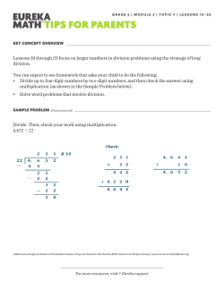 Divide. Then, check your work using multiplication. 4,652 ÷ 22