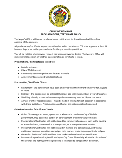 office of the mayor proclamations / certificate policy