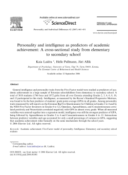 Personality and intelligence as predictors of academic