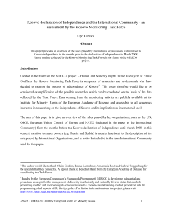Kosovo declaration of Independence and the International