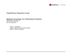 Medication Terminology: Use of Abbreviations