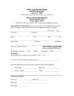 PEDAL ACROSS WISCONSIN Old World Wisconsin June 5
